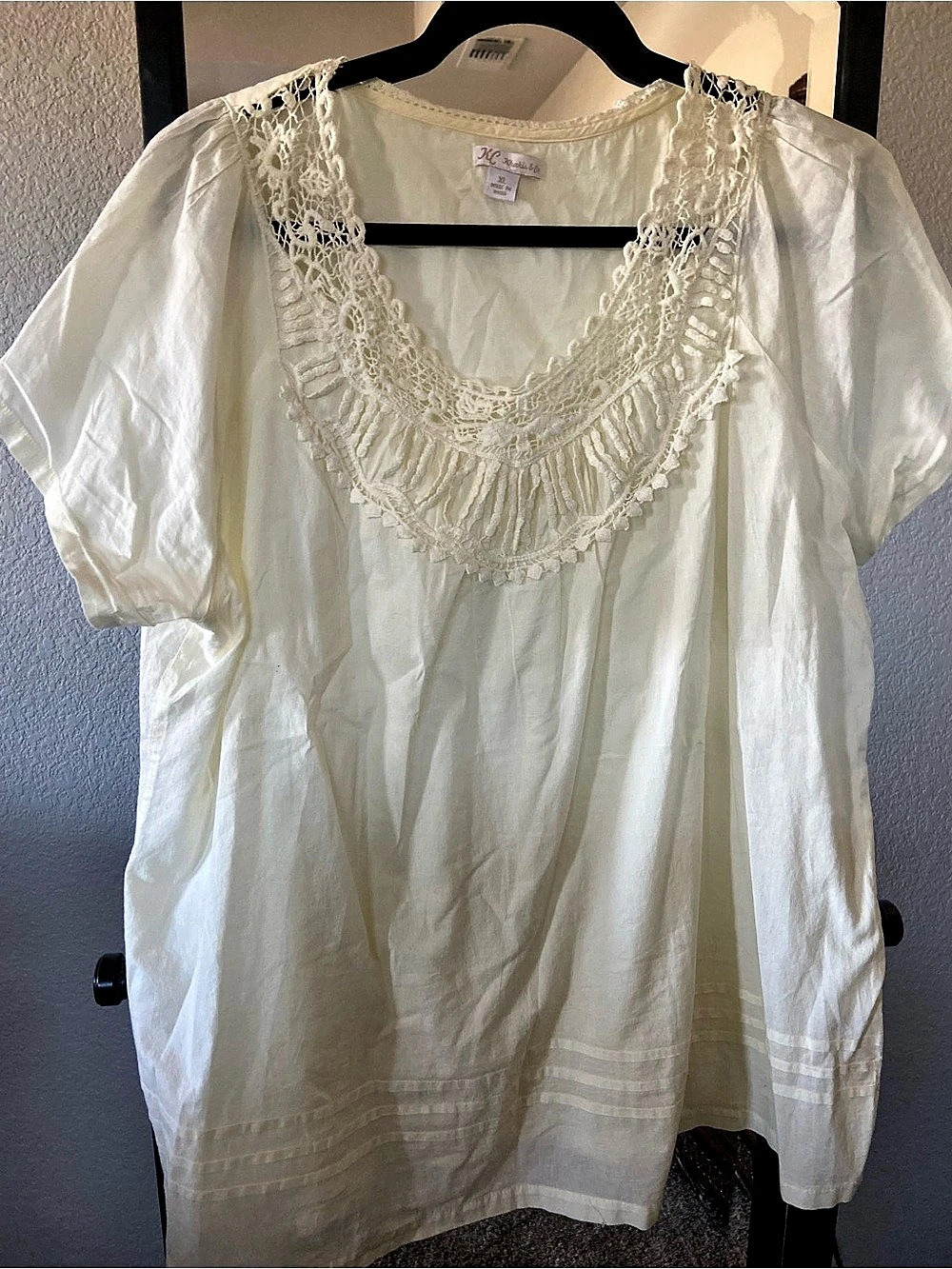 KC Khaki’s & Co made in India Women's Cotton Lace Tunic cream colored15 Size XL